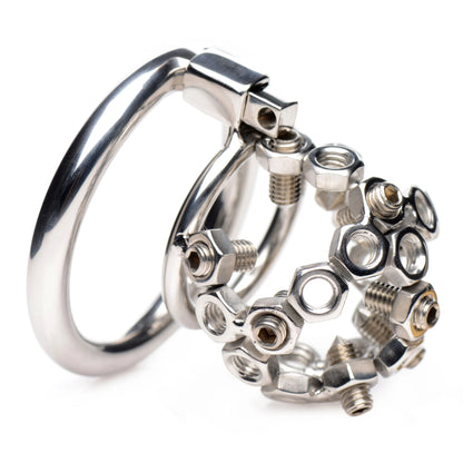 BOLTED CHASTITY CAGE WITH SPIKES