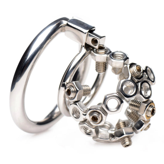 BOLTED CHASTITY CAGE WITH SPIKES