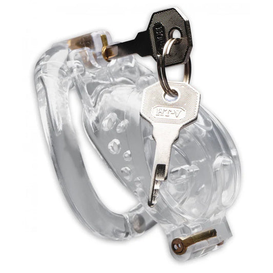 DOUBLE LOCKDOWN LOCKING CUSTOMIZABLE CHASTITY CAGE - CLEAR