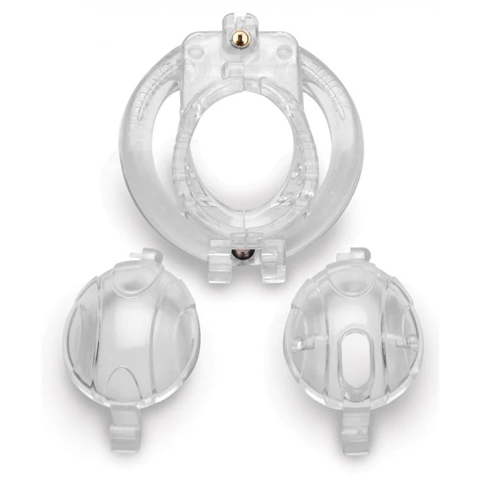 DOUBLE LOCKDOWN LOCKING CUSTOMIZABLE CHASTITY CAGE - CLEAR