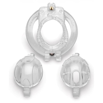 DOUBLE LOCKDOWN LOCKING CUSTOMIZABLE CHASTITY CAGE - CLEAR