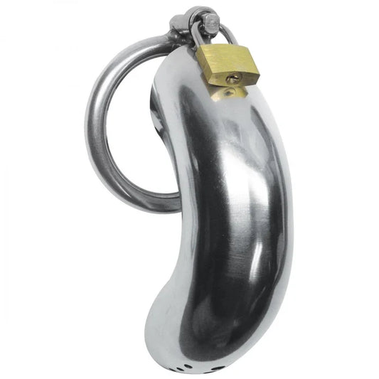 Locking Stainless Steel Chastity Cage W- 3 Rings